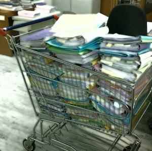 expedientes en carrito de supermercado